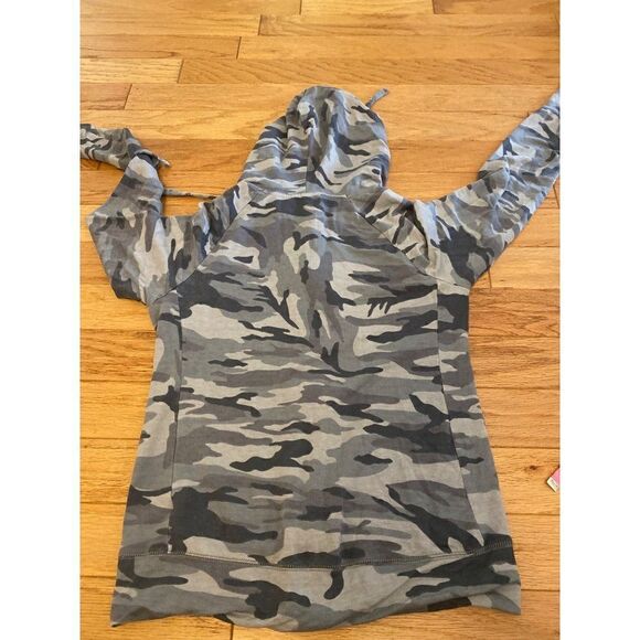 San Franciso City Lights, women's grey camouflage full zip, hooded sweater sz SM - Picture 9 of 11